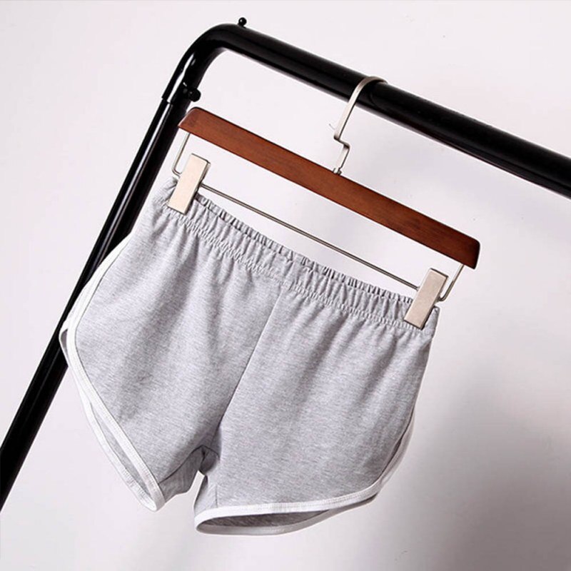 Summer Street Shorts Women Elastic Waist Short Pants Women All-match Loose Solid Soft Cotton Casual Short Femme: Gy / M