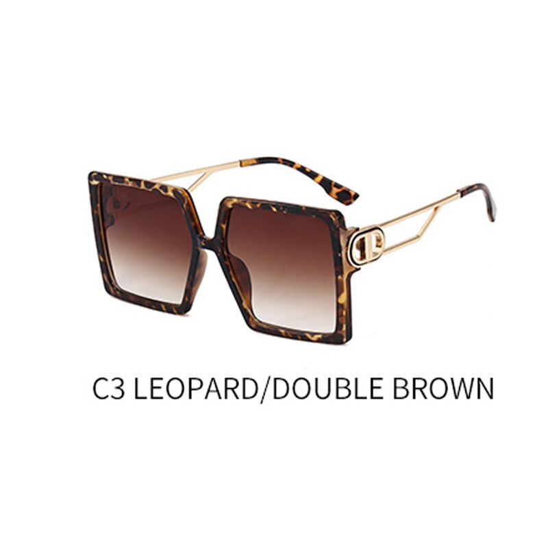 Overdimensionerede solbriller kvinder firkantede stel populære briller store firkantede stel kørende solbriller  uv400: C3