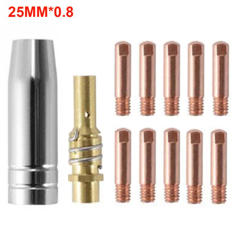 12 kpl johtava suutin 0.6 0.8 1.0 mm mb -15ak mig/mag  m6 hitsaus hitsauspolttimen kosketinkärjen pidike kaasusuutinosa työkalusarja