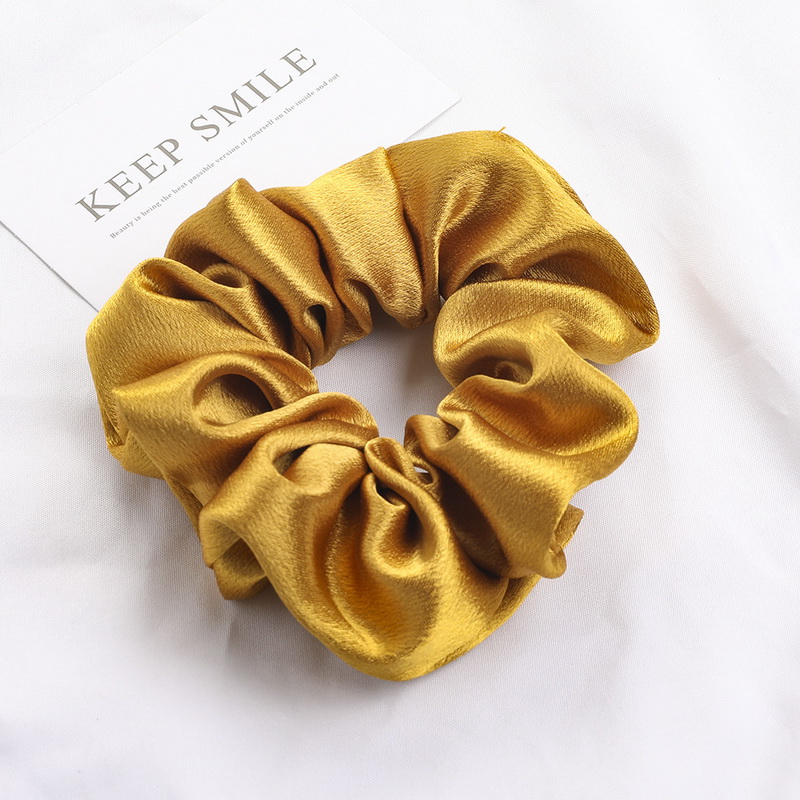 Scrunchies de satén de Color sólido de Corea para mujeres, coletero saten pelo mujer gomas de pelo saten negro y rojo coleteros de seda satin scrunchies cuerda para el cabello, tocado: YELLOW