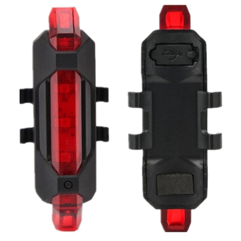 Bærbar usb genopladelig cykel hale bageste sikkerhedsadvarsel lys baglygte lampe lys usb cykel lys usb opladelig: Rød