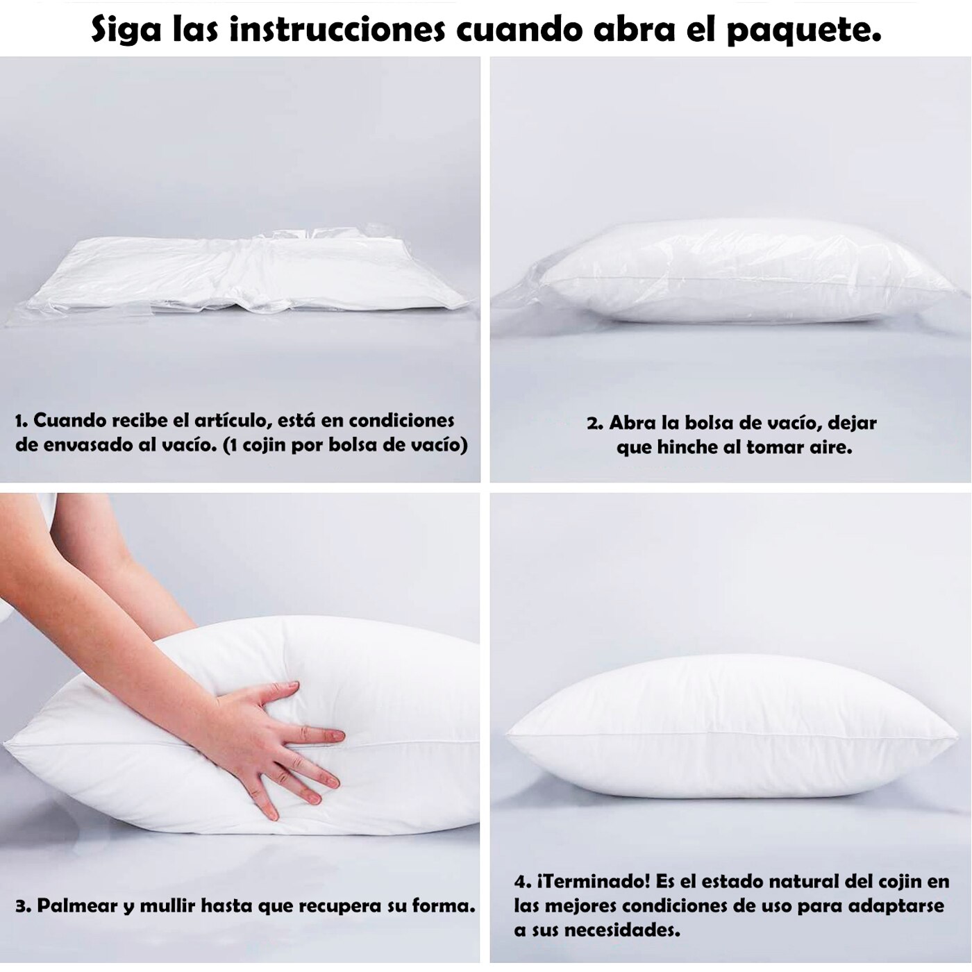 MERCURY TEXTIL- Relleno de Cojín de Fibra Hueca 100% Poliéster, Mullido, Anti alergénico, Gran Volumen para cama, sofá, coche y sillón.