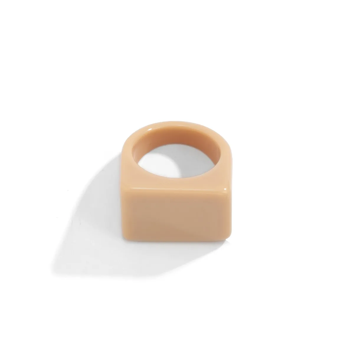 Anillo de plástico geométrico cuadrado grande y atrevido para mujer, anillos de dedo Knukle para mujer, anillo grueso de acrílico de colores sólidos simples, de joyería para niñas: Rosa