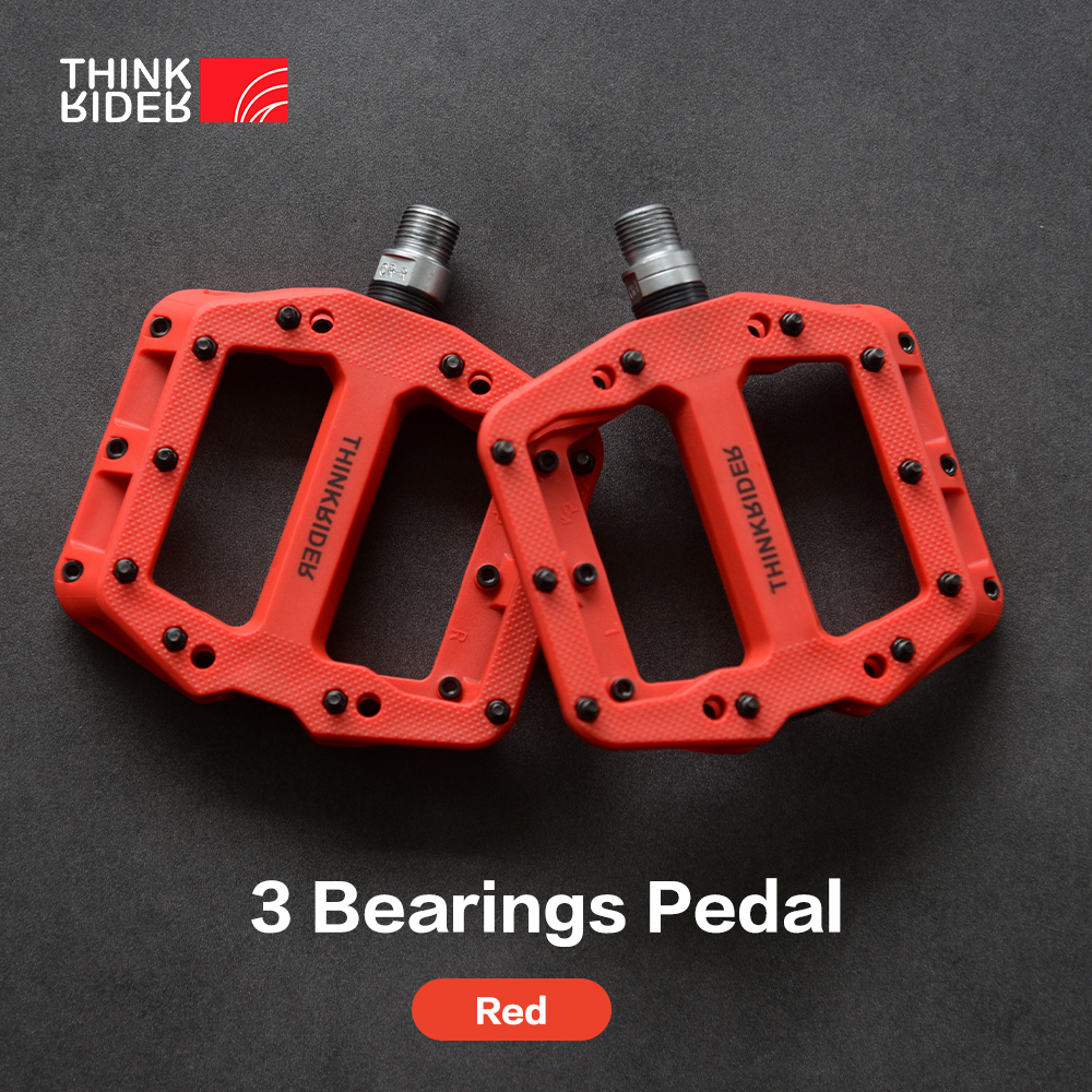 ThinkRider pedales planos para Bicicleta MTB Road 3 rodamientos sellados pedales de Bicicleta pedales de montaña plataforma ancha accesorios para Bicicleta: Gris claro