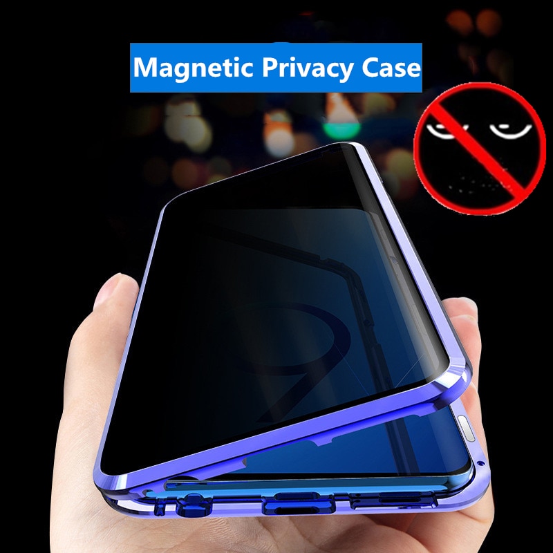 Privacy Magnetic Case For Samsung Galaxy A50 A70 Note 10 8 9 S8 S9 S10 Plus Metal Adsorption Double Sided Tempered Glass Covers