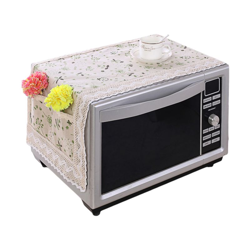 Microwave Cover Flower Language Green Oven Dust Cover: H