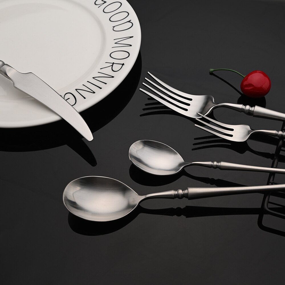 4/5 Pcs Royal Luxury 304 Stainless Steel Western Dinnerware Mate Silver Flatware Cutlery Tableware for Kitchen Hotel
