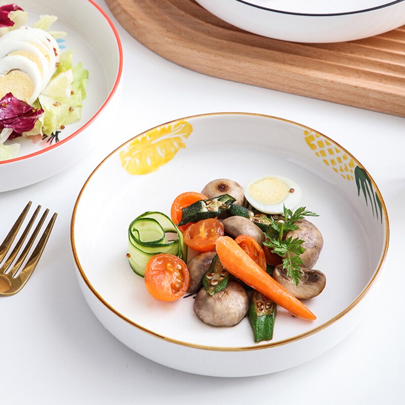 gusonse Household Steak Plate Microwave Baking Plate Ceramic Plate Oven Special