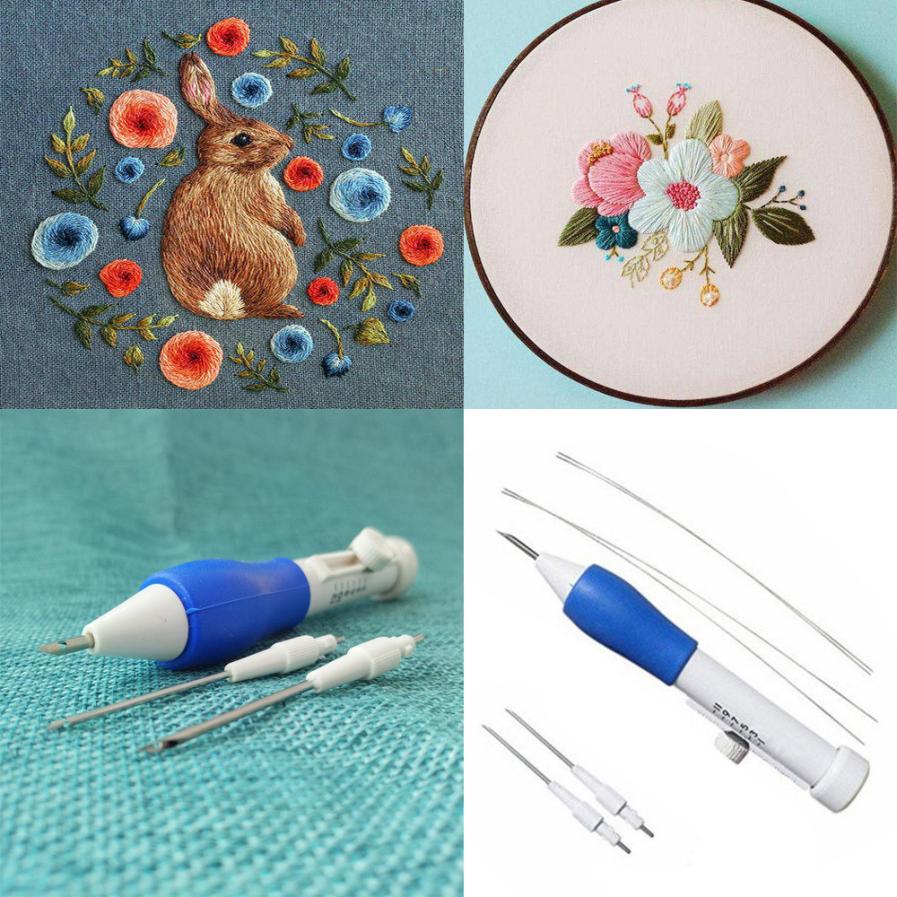 Juego de bordado, pluma, juego de bordado, lápiz mágico para bordado, tejido de agujas, herramienta Fancy 18jun4
