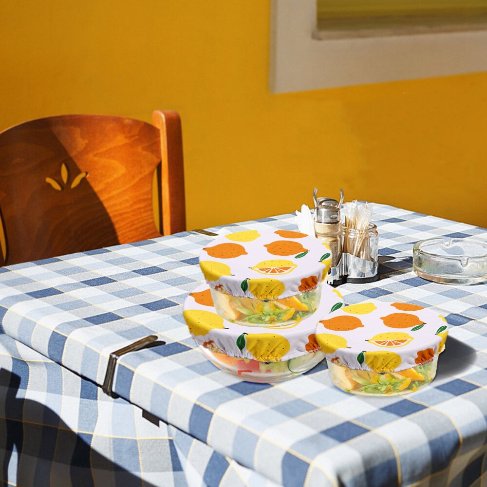 3 Pcs Wasbare Stofkap Herbruikbare Katoenen Kom Cover Servies Kom Opbergtas Vers Houden Doek Picknick Voedsel-behoud