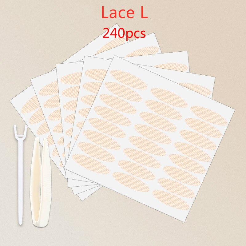 240/360pcs Gauze Mesh Lace Invisible Double-fold Eyelid Sticker Transparent Invisible Self-adhesive Eyelid Tape Sticker: L-240