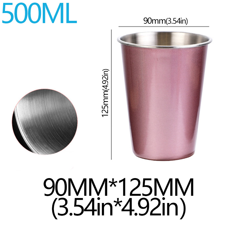 350/500ml Stainless Steel Cups Household Office Bar Kitchen Drinks Coffee Tumbler Tea Drinking Beer Mug Metal Travel Drink Cup: VIOLET/紫罗兰