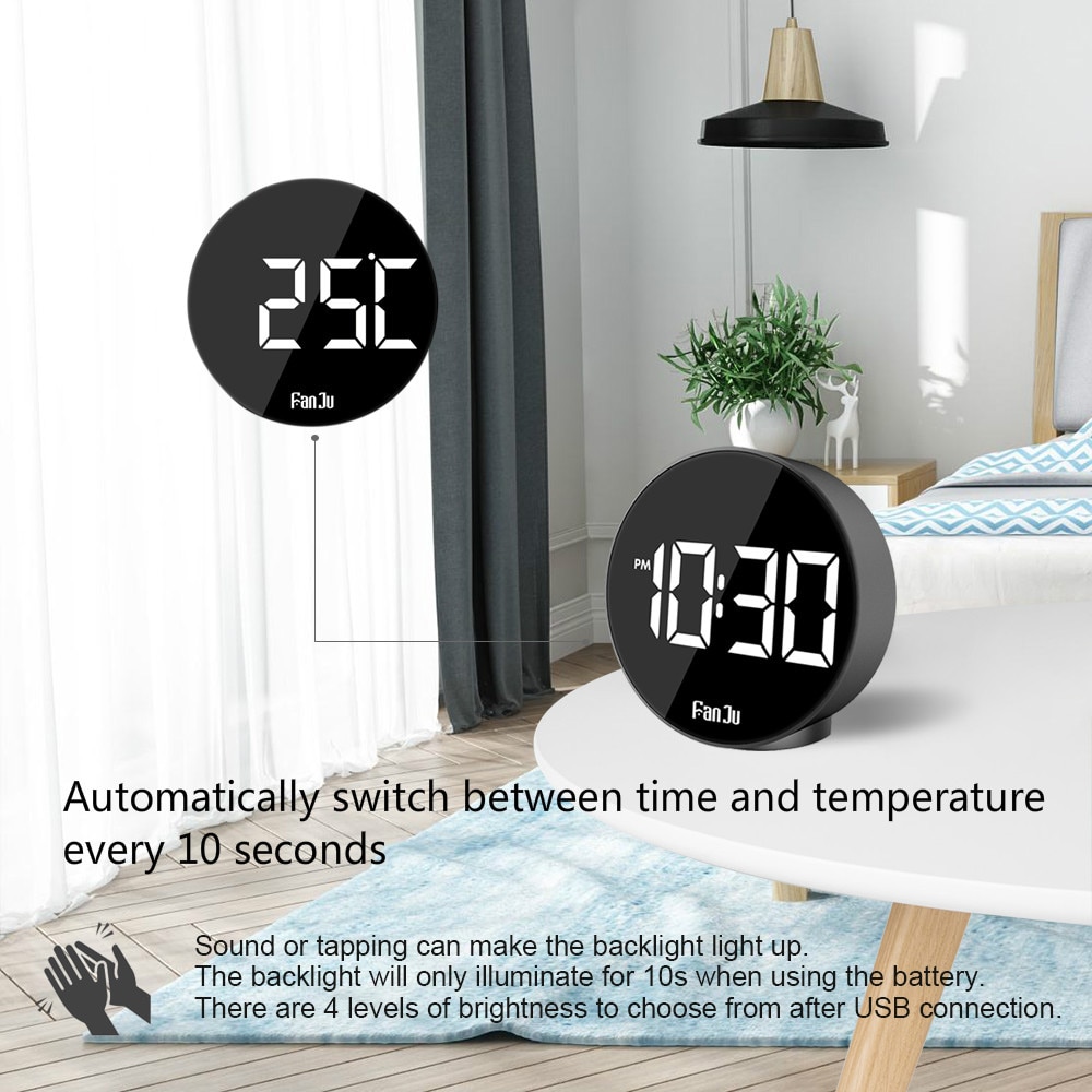 Wekker Digitale Grote Tijd Temperatuur Licht Voice Control Usb Bureau Tafel Horloge Klokken Home Decor Desgin FJ3209T