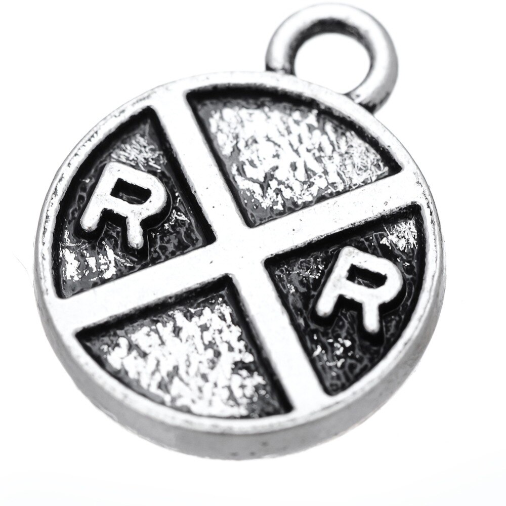 my shape 40pcs DIY Railroad Crossing Sign Charm Tibetan Silver Plated