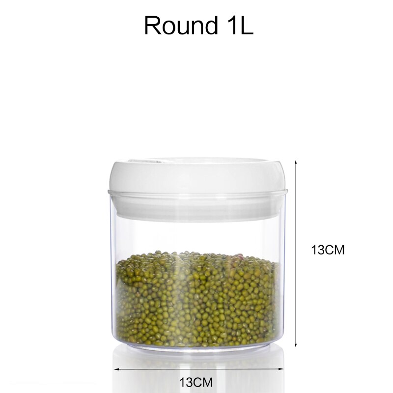 Food storage tank Purchase Food storage container Acrylic kitchen storage multigrain storage jar transparent sealed kitchen jars: Round 1L