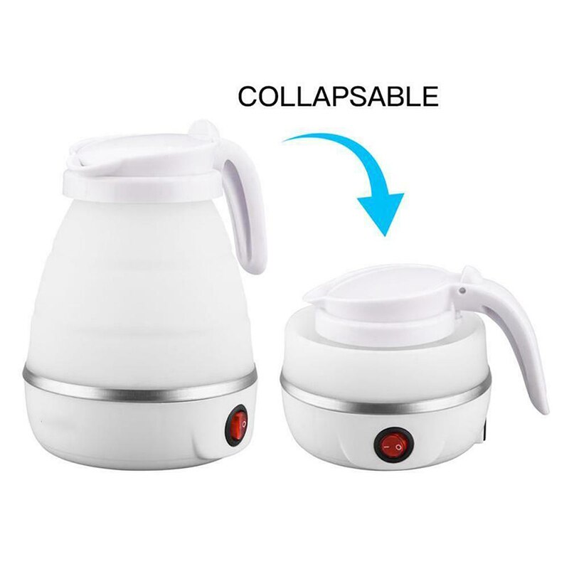 Opvouwbare Waterkoker Reizen Draagbare Ketel Met Siliconen Isolatie Verwarming Ketel Thee Pot 20 Oz Voor Camping Wit