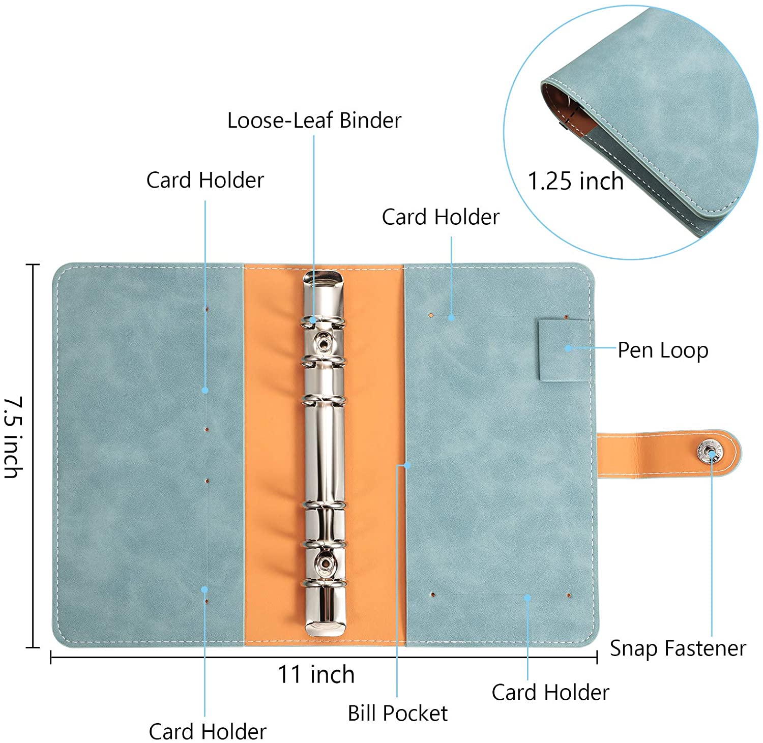 2 Stuks A6 Pu Lederen Notebook Bindmiddel, hervulbare Journal Bindmiddel Cover Persoonlijke Planner Losbladige Map Voor A6 Filler Papier
