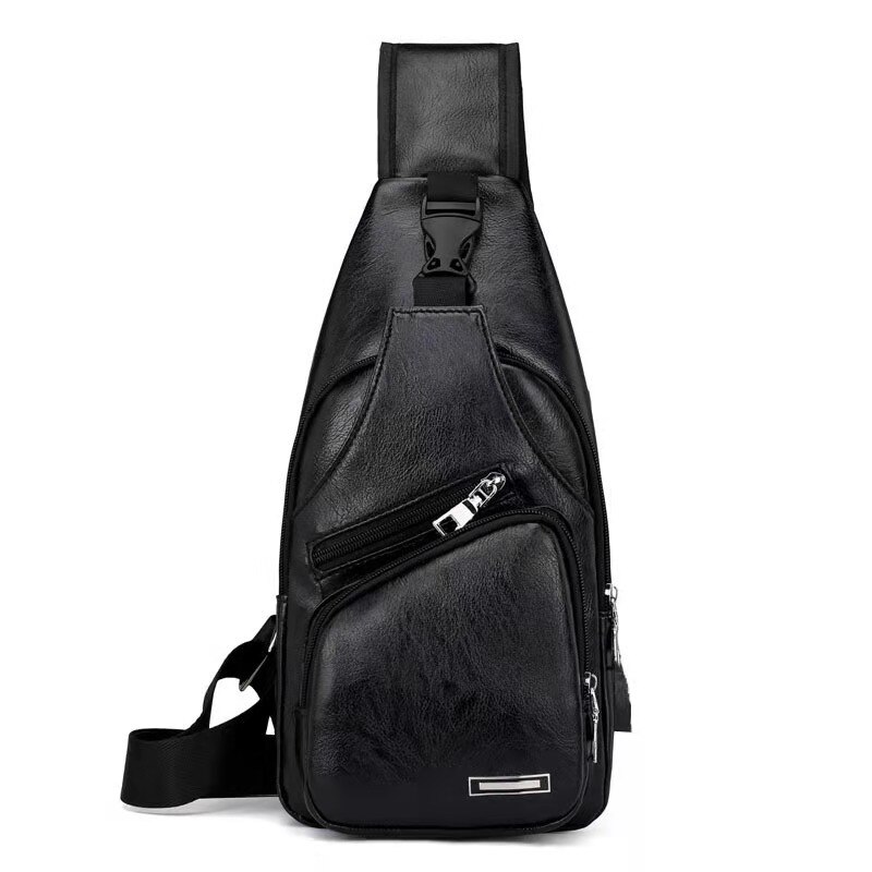 Men Anti-theft Crossbody Bags support USB Charging Waterproof Trip Chest Bag Tote Shoulder Messenger Bag Men Phone Purse: B Style Black
