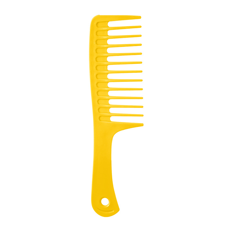 Peine de peluquería resistente al calor para mujer, cepillos de pelo rizado con gancho húmedo, herramientas de estilismo, dientes anchos y gruesos: YELLOW