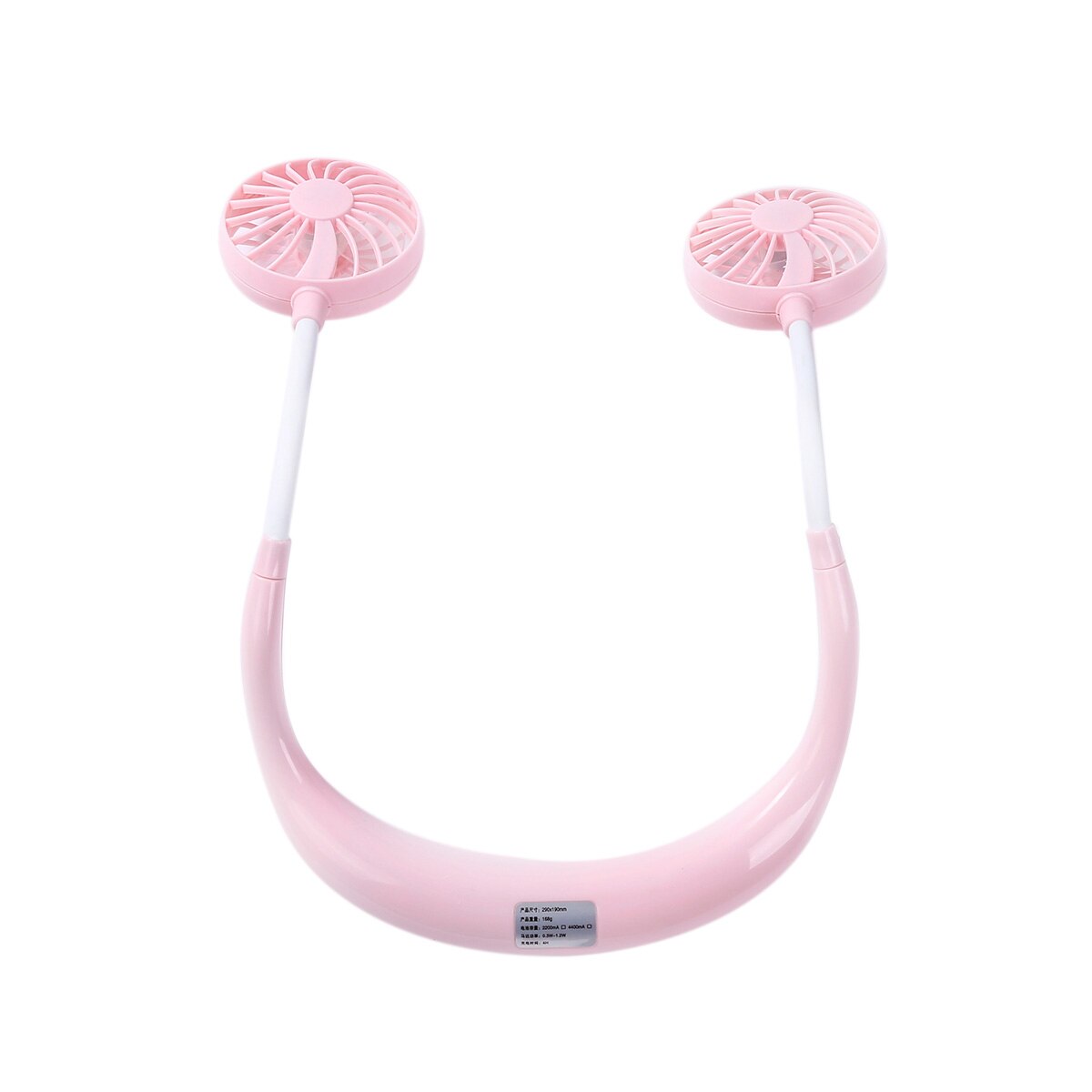 Summer Portable Hands-free Neck Band Hands-Free Hanging USB Rechargeable Dual Fan Mini Air Cooler Outdoor Sports Running: Pink