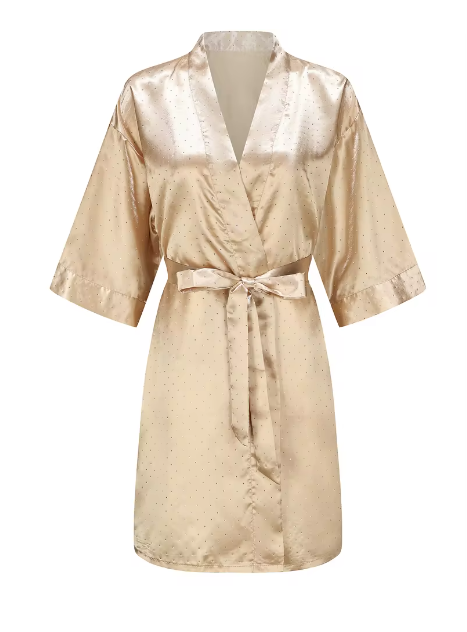 Brautkleid mit Diamanten Robe Luxus hochwertiger Bademantel Sexy Nachtwäsche Damen Robe Seidensatin Pyjamas Braut