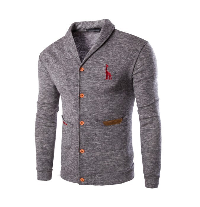 Herr ull mandarin krage kofta höst vinter varm tjock långärmad slim fit patchwork tröja stickad bomull casual kappa: Ljusgrå / Xxl