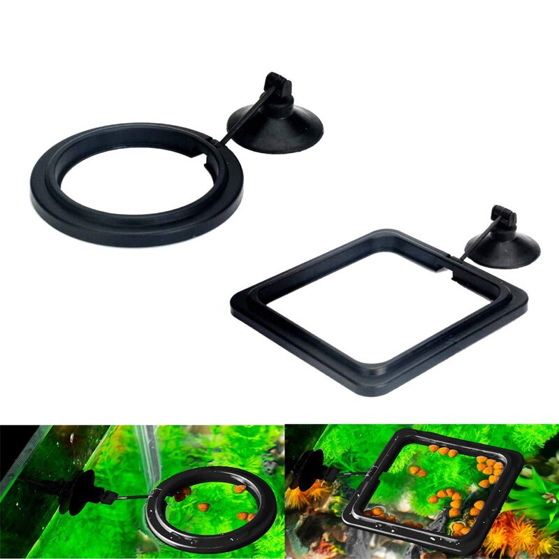Aquarium Fütterung Ring Fischfutter Auftrieb Ring Schwimm Tablett Fisch Zubringer Platz/Kreis Mit Saugnapf Aquarium Zubehör