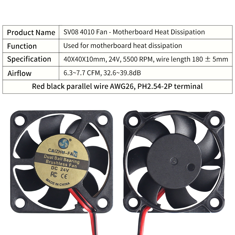 Ventilateur de refroidissement rapide et silencieux à double boule pour imprimante 3D, pour SV08 3010 4010 5020