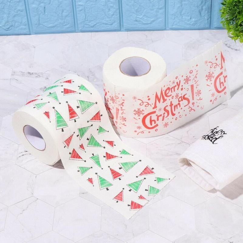 1 rouleau de papier toilette de noël rouleau papier impression père noël bain fournitures de noël décor de noël tissu Navidad noël papier toilette