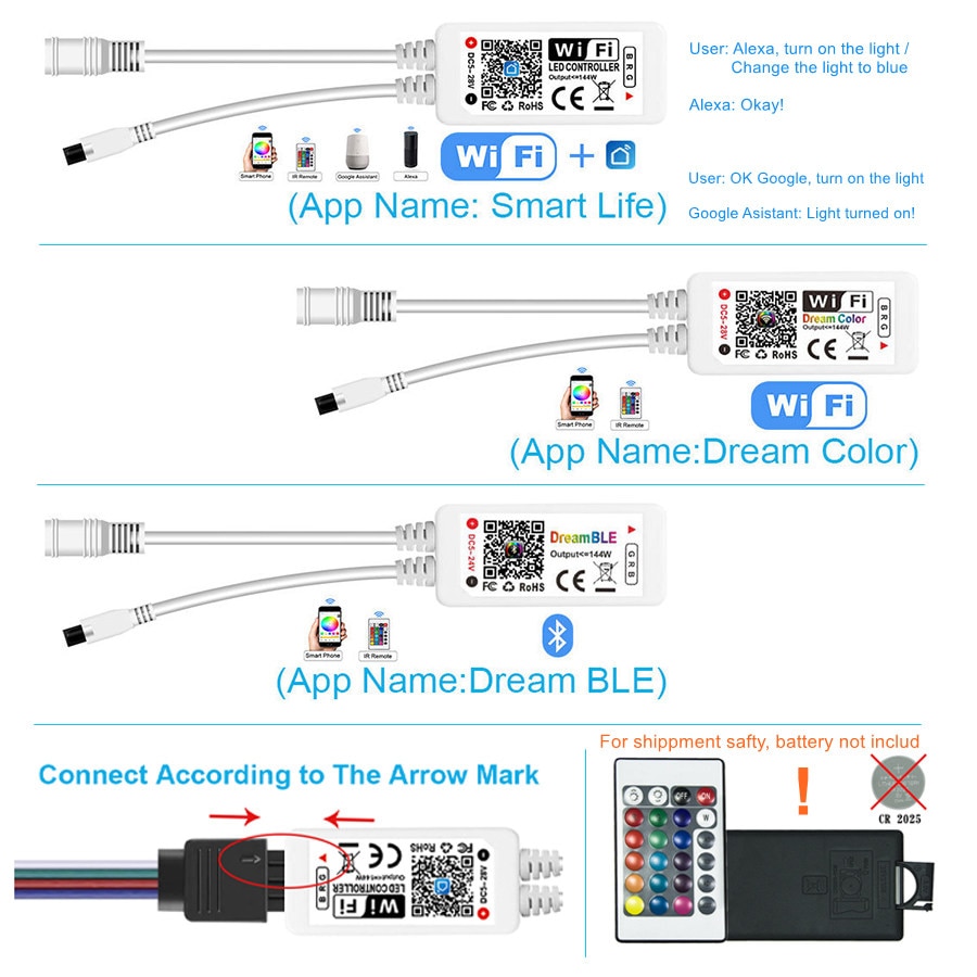 FEICAN Rgb Controller Wifi Smart Led Controller 12V Bluetooth/Afstandsbediening Voor Led Strip Rgb Tape