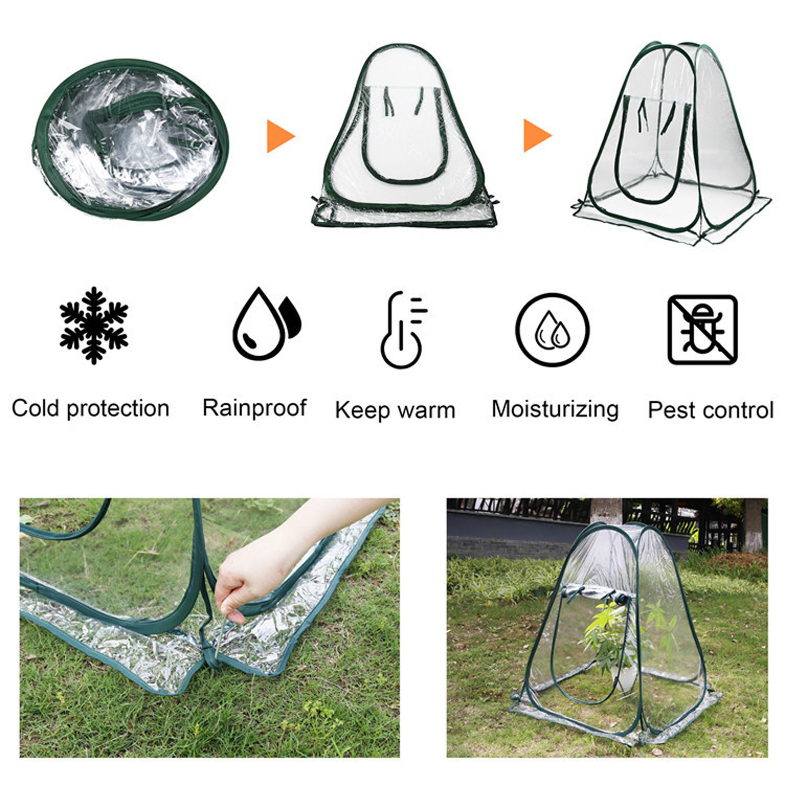 Mini Portable Folding Pop up Greenhouse PVC Transparent Flower Shelter Balcony Patio Plant Flower Succulent Warm Insulation Shed