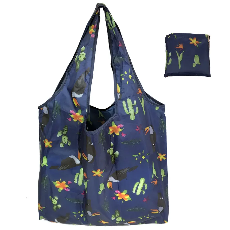 Modischer Druck, faltbar, , Einkaufstasche, faltbar, Handtaschen, praktisch, großes FassungsvermöGen für Reisen, Einkaufstasche: Schwarz