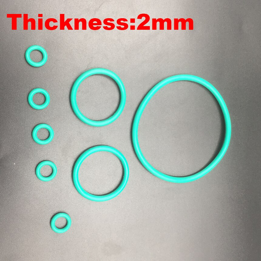 50pcs 11.5x2 11.5*2 12x2 12*2 13x2 13*2 14x2 14*2 OD * épaisseur vert Fluoro FKM caoutchouc fluoré joint torique joint torique joint
