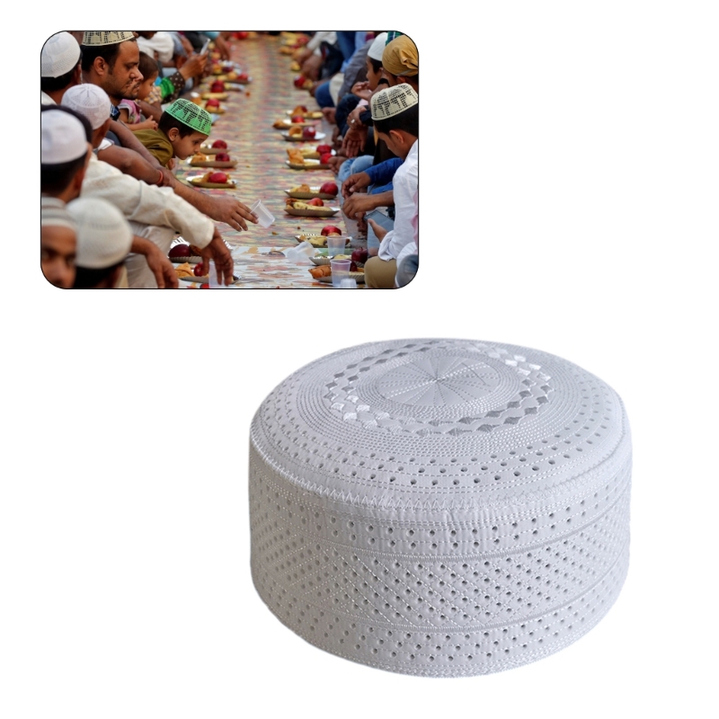 Gorras de algodón bordadas para hombres árabes, sombreros musulmanes, Hijab, Hijab étnico, oración islámica, judía, India, agujeros transpirables