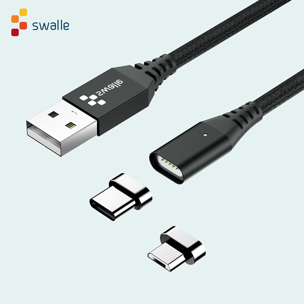 Swalle Magnetic USB Cable Fast Charging USB Type C Cable Data Cable Magnet Charger Data Charge Mobile Phone Cable USB Cord