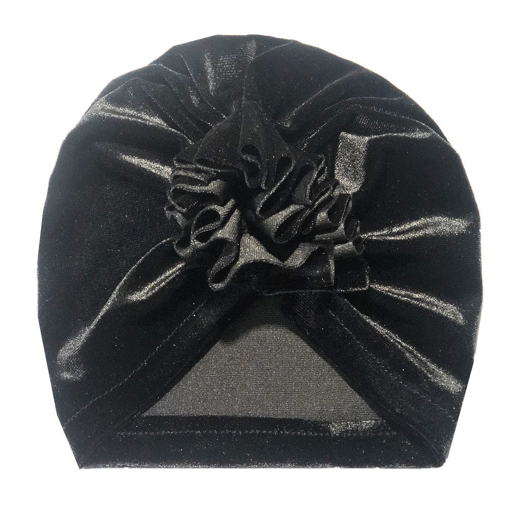 Nette Baby Mädchen Jungen Bogen Turban Hut Kleinkind Kinder Kopf Wrap Pleuche Stirnband Kappe 11 Farben Ein Stück: Black