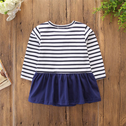 Newborn Baby Girl Boy Romper Jumpsuit Twins long sleeve bodysuit set Clothes Navy Stripe bowknot Outfits vestido bodysuit