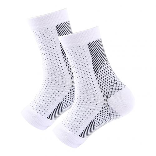 Unisex anti-træthedssport basketball fodbold kompression fod ankel elastisk bandage ærme støtte bøjle guard beskyttende sokker: Hvid sort / L xl
