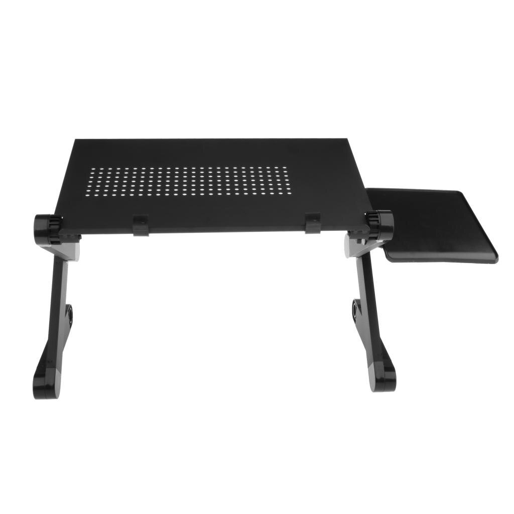 Justerbar bærbar sammenleggbar datamaskin laptop bord skrivebordstativ sengebrett stigerør bærbar pc bordholder holder sovesofa kjøling: Svart kjølehull