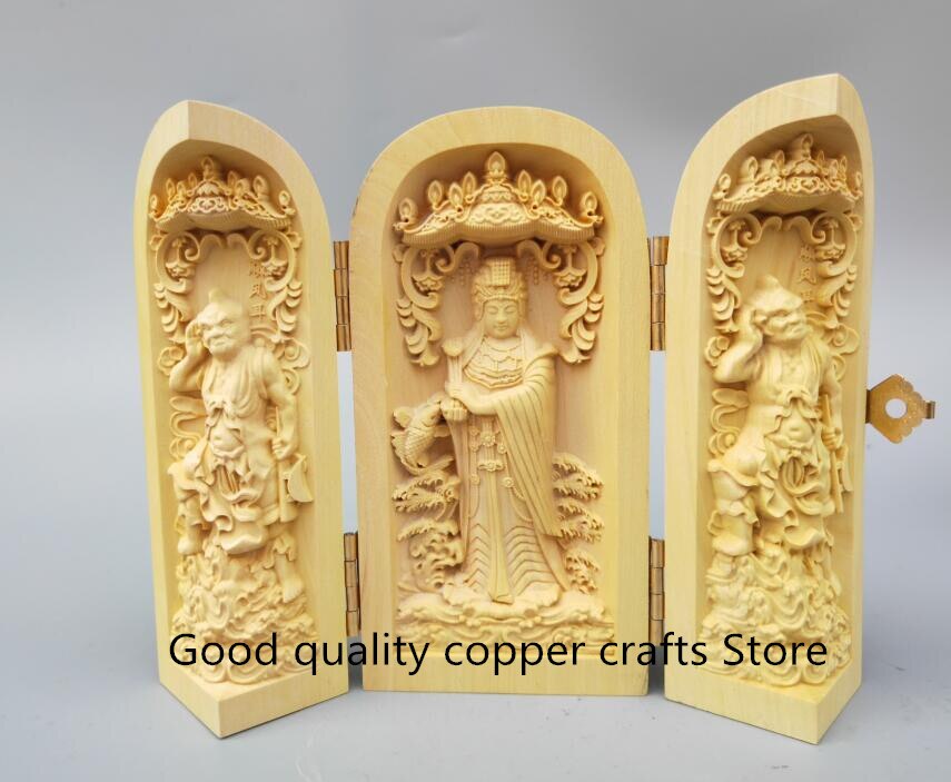 Chinees handwerk houtsnijwerk matsu god boeddhabeeld