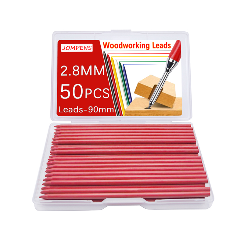 50 Uds. Lápiz de carpintero sólido de 2,8mm cables reemplazables, marcado de Agujero profundo pintura arquitectónica carpintería lápiz automático plomo: Rojo