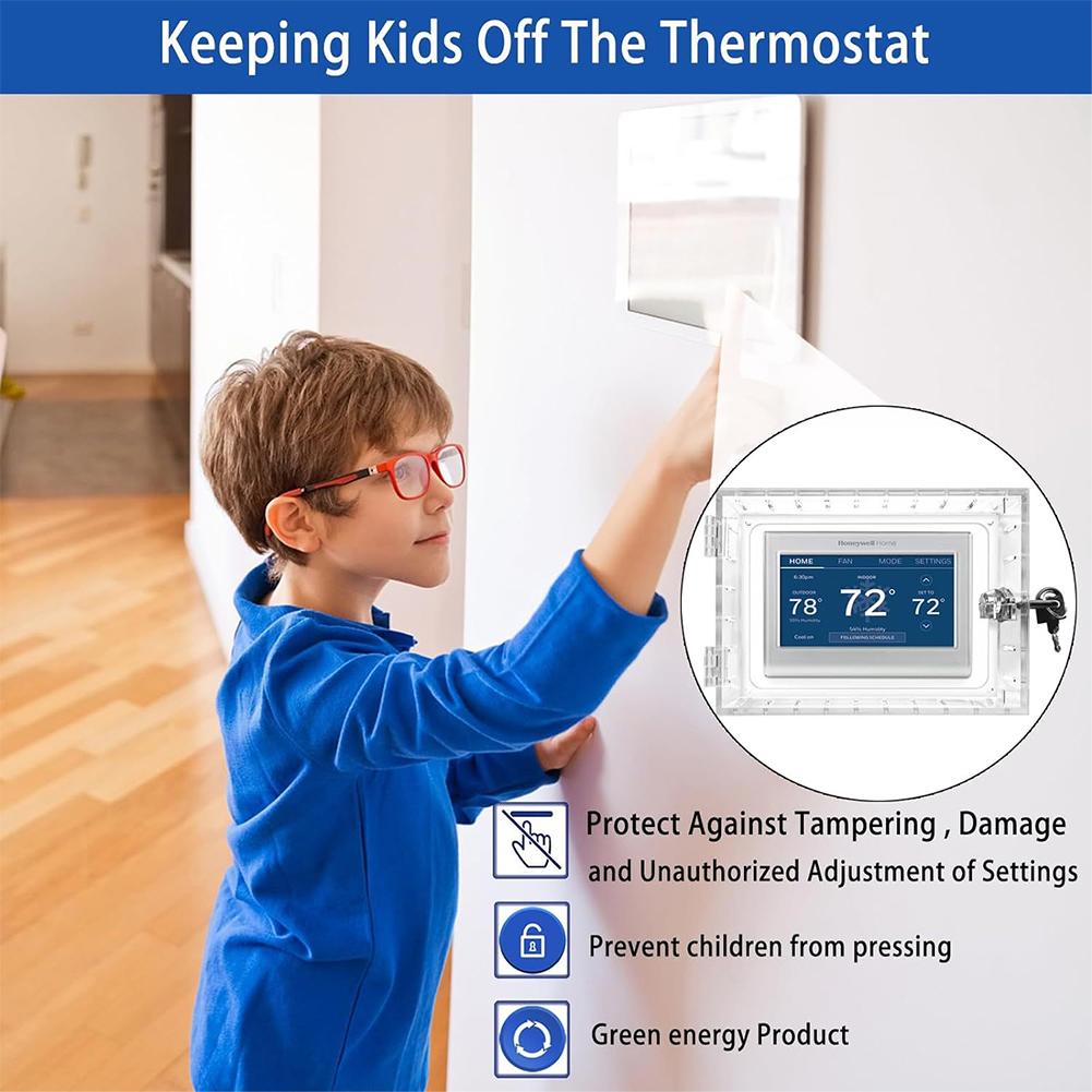 Universele Thermostaat Lock Box Met Sleutel Acryl Transparante Grote Thermostaat Protector Cover Voor Thermostaat Op Muur