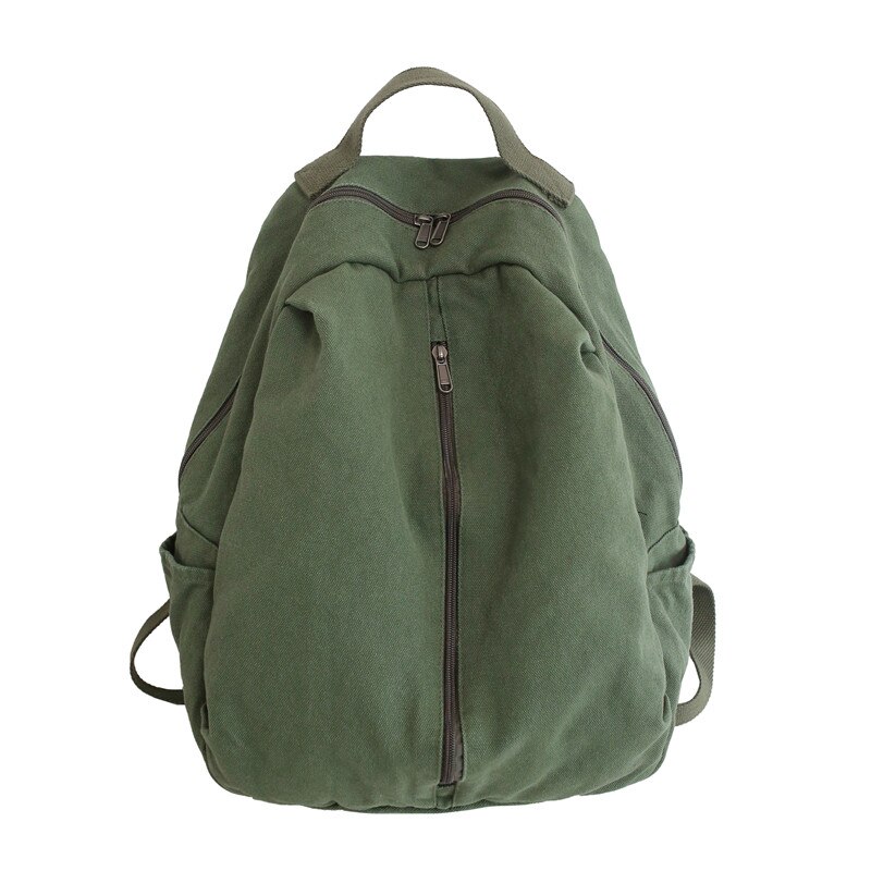 2022 Canvas Backpack Women Causal Travel Backpack Solid Color Unisex Laptop Student Schoolbag For Teenages Girls Bookbag: Green