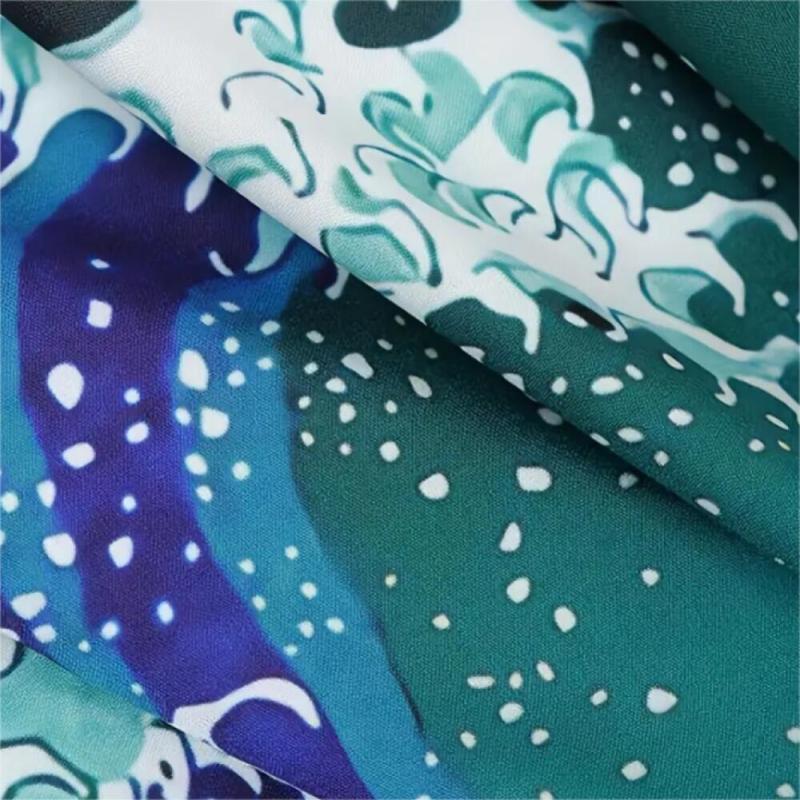 Herre sommer grøn bølget karpemønster kimono cardigan dame japansk traditionelt tøj plus size trykt strandfrakke