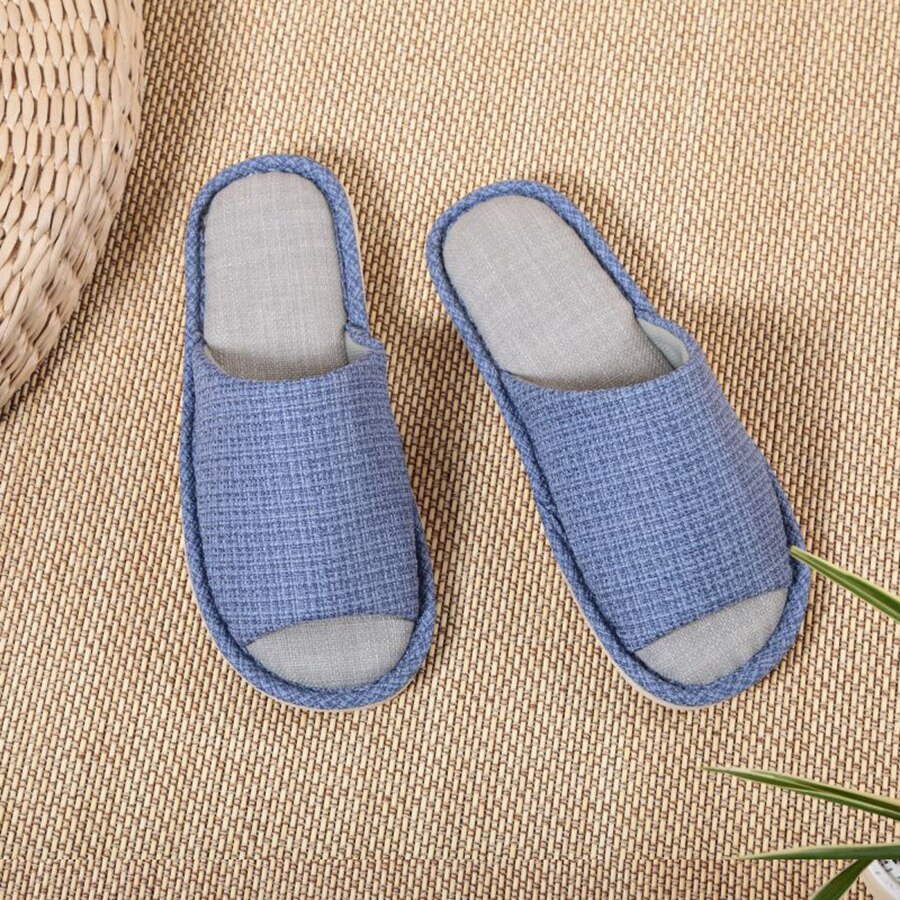 Zapatillas planas de lino para hombre, zapatos blandos cómodos, de otoño e invierno