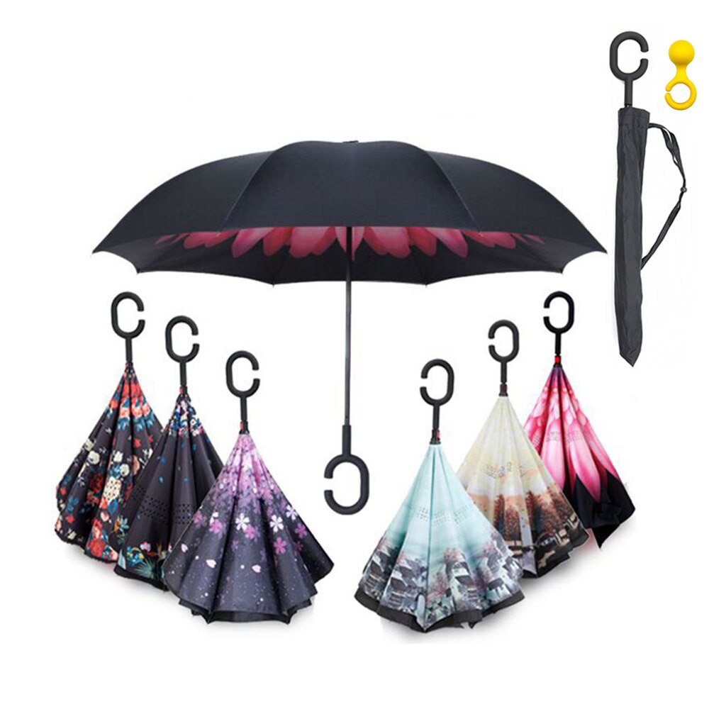 Reverse Umbrella Man Inverted Umbrella Umbrellas C Handle Windproof Women Sun and Rain Anti UV invertido Paraguas Parapluie