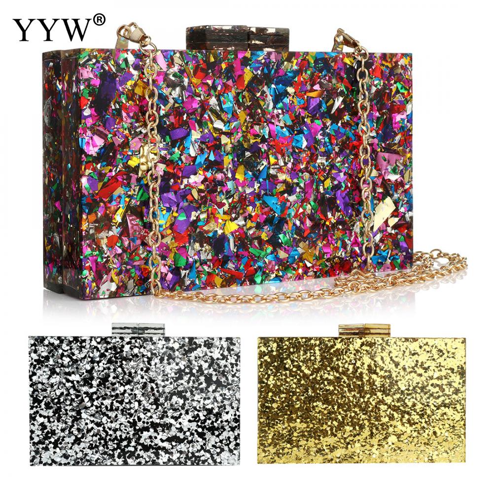 Nova carteira elegante multi-color sequin noite saco de luxo feminino festa de núpcias baile de formatura blingbling bolsa de embreagem de casamento acrílico