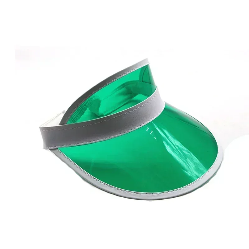Outdoor Casual Green Color Transparent Anit-uv Plastic Face Sun Shield Hats Sun Visor Hats Golf Cap Rain Hat