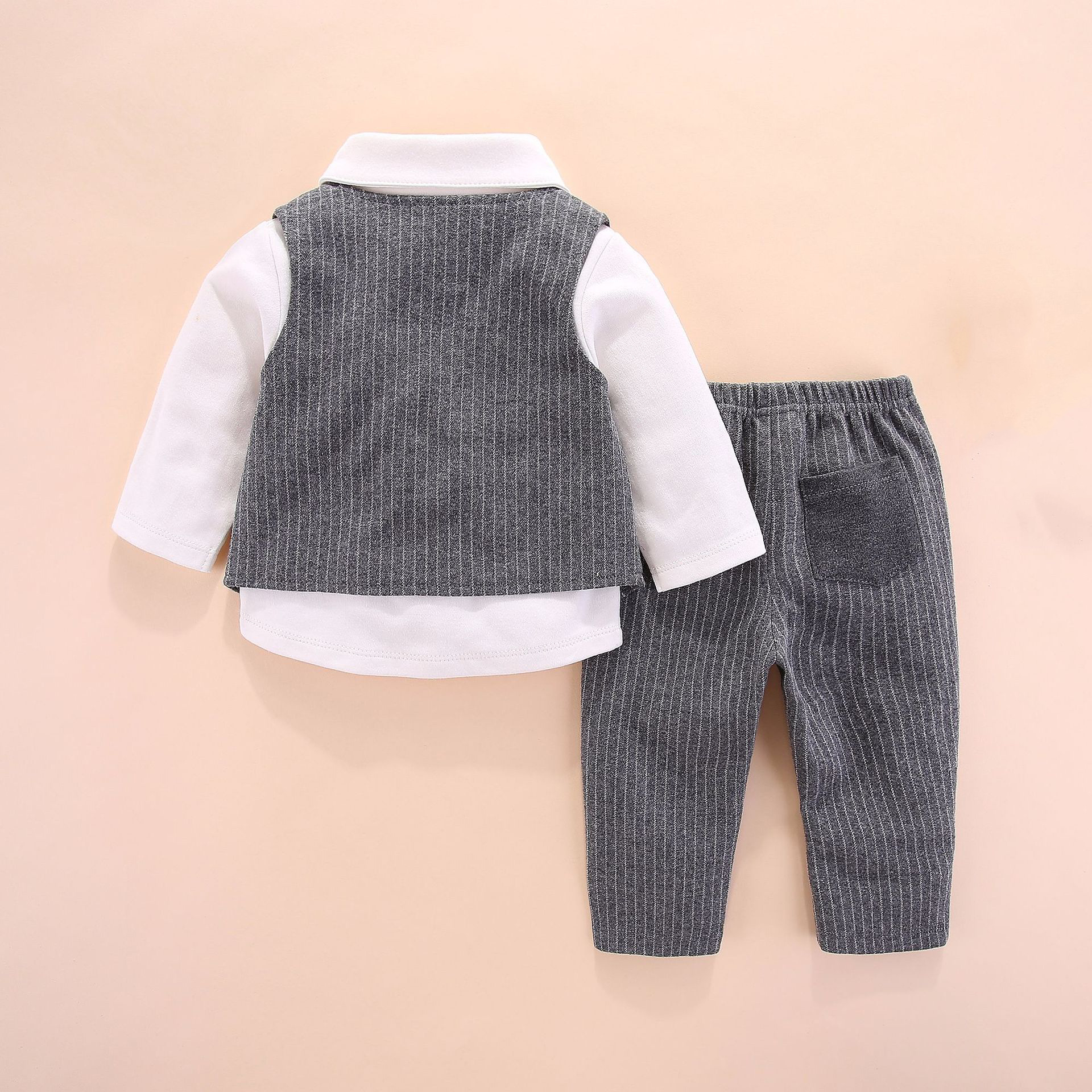 Baby boy clothes Gentleman shirt + Vest + pants autumn newborn clothing set Baby Suit Bow Tie Conjuntos roupa