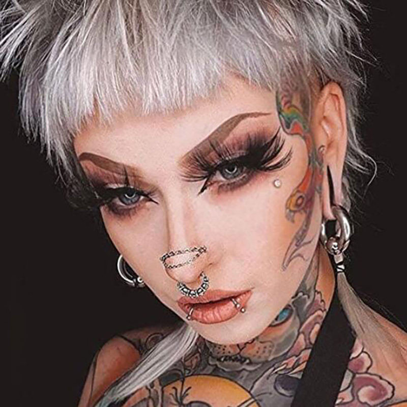 Stainless Steel Double Nose Piercing Chain Nose Chain for Woman Nostril Piercing Nose Stud Decoration Piercing Chain